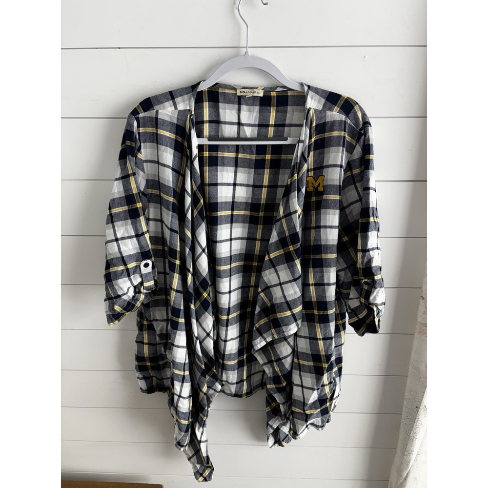 Women's Michigan Wolverines Plaid Waterfall Coverup, XL by UG Apparel